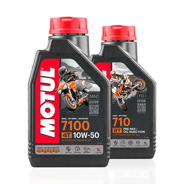 Immagine di due barattoli di lubrificante per moto Motul.